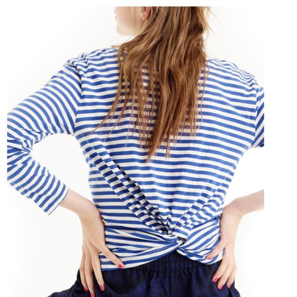 J. Crew Tops - J Crew Stripe Twist Back Tee S EUC